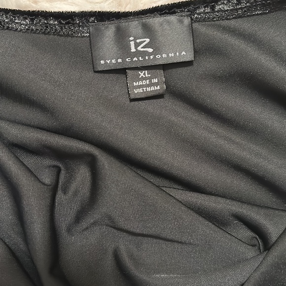 IZ Byer California Black Velvet & Organza Ruffle Gathered Asymmetrical Tank Y2K - Picture 6 of 8